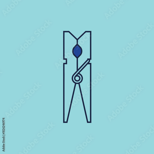 Illustrated Blue Clothespin Against a Light Blue Background