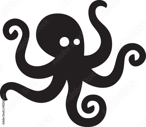 Cute funny cartoon octopus animal character silhouette illustration vector design