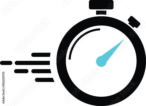 Stopwatch icon representing speed, urgency, and fast delivery. a graphic symbol for measuring time, deadlines, and quick service with motion blur effect.
