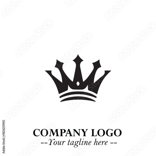 Elegant Black Crown Logo Symbol on a Clean White Background for Premium Branding Design