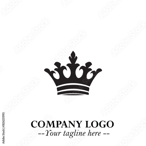 Elegant Black Crown Logo Symbol on a Clean White Background for Premium Branding Design
