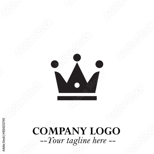 Elegant Black Crown Logo Symbol on a Clean White Background for Premium Branding Design