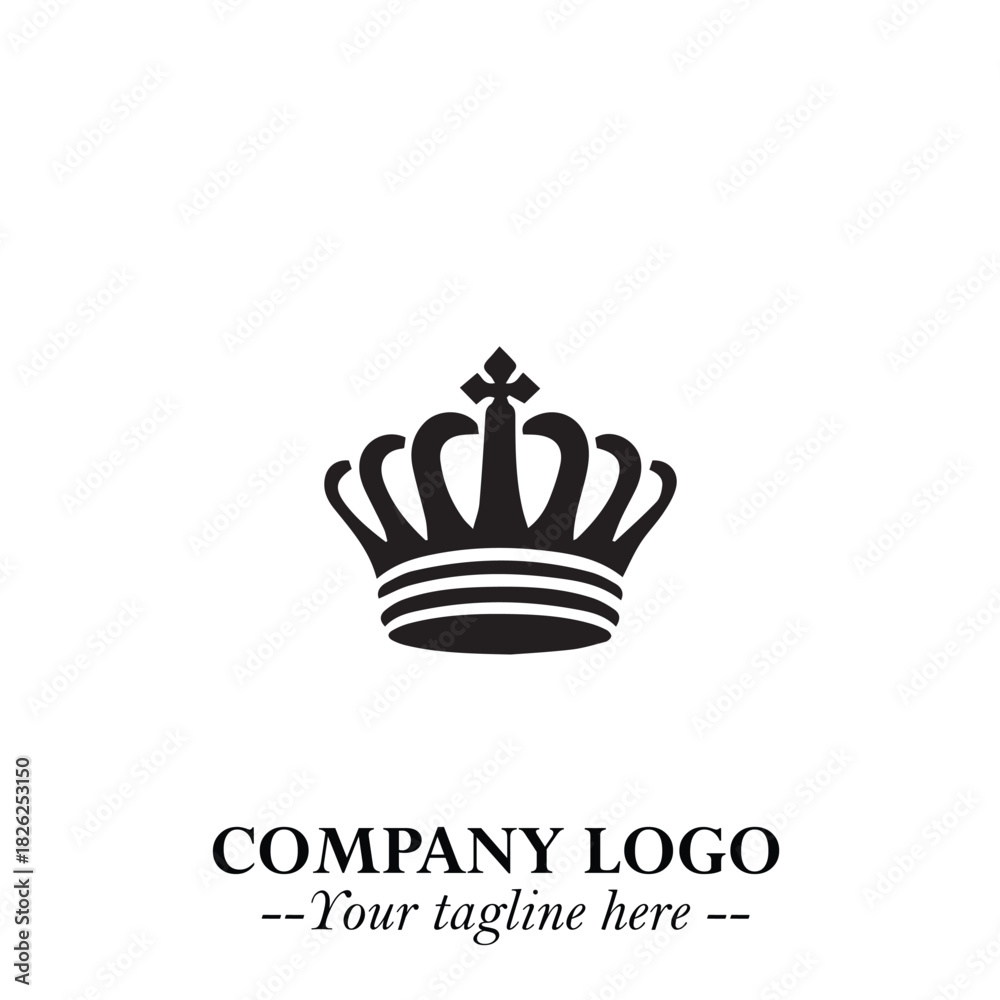 Fototapeta premium Elegant Black Crown Logo Symbol on a Clean White Background for Premium Branding Design