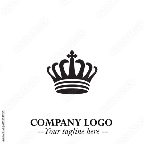 Elegant Black Crown Logo Symbol on a Clean White Background for Premium Branding Design