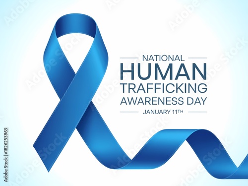 National human trafficking awareness day blue ribbon symbol for awareness and prevention efforts
