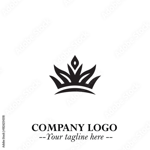 Elegant Black Crown Logo Symbol on a Clean White Background for Premium Branding Design