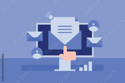 Customers opening email messages and responding to brand email marketing campaign that increase traffic and conversions.