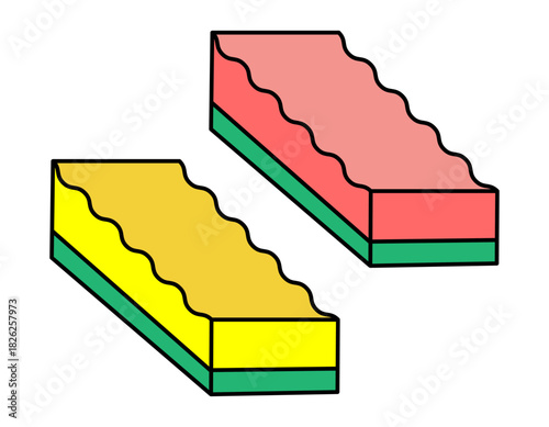 掃除道具　台所用品　スポンジ　イラスト素材