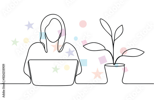 Woman working on laptop