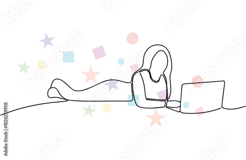 Person using laptop happily