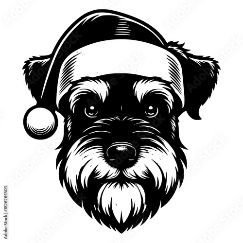 Giant Schnauzer Dog in Santa Hat