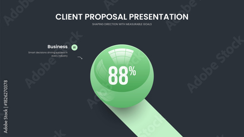 Service Portfolio Slide Layout Vector Illustration. Modern Briefing One Option Chart Presentation Template. Enterprise Development 1 Element Graph Frame Design.
