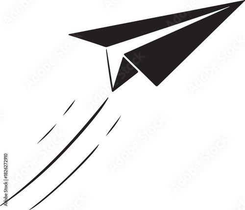 Black Paper Airplane Symbol Silhouette