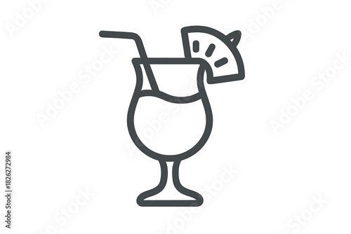 Refreshing tropical cocktail drink served in a glass with garnish and straw