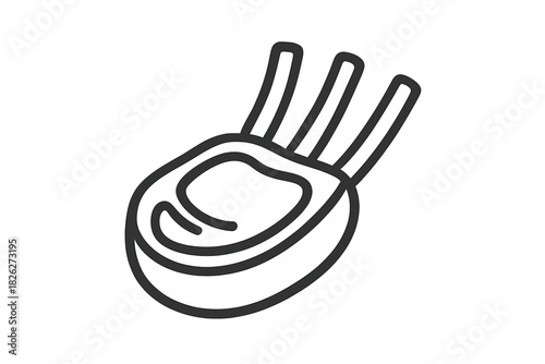 Minimalist line art icon depicting a rack of lamb cut for food menus or butchery