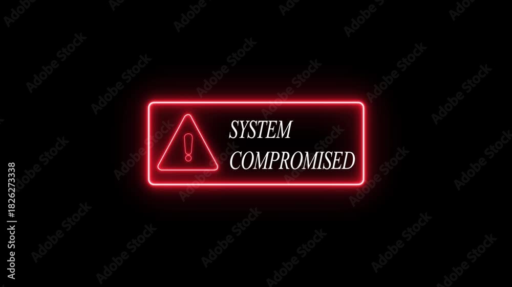 A cybersecurity alert screen showing system compromised warning with ...