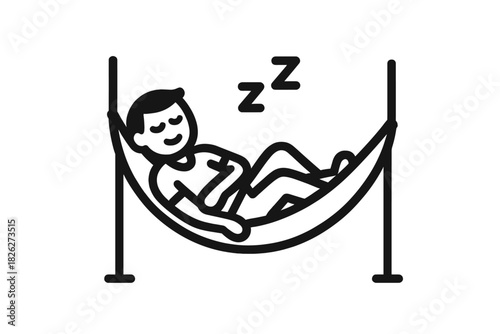 Person taking a nap in a comfortable outdoor hammock suspended on a stand