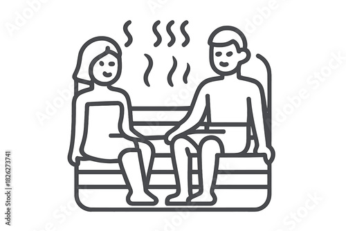 Man and woman enjoying a relaxing steam bath or sauna session together in a spa environment