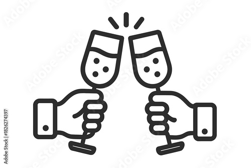 Hands holding champagne flutes clinking in a celebratory toast for success and festive events