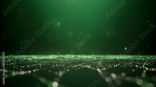 The green image showcases a digital network landscape with white glowing nodes connected by fine lines, set against a gradient dark green background with soft bokeh effects.