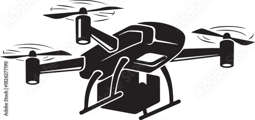 Drone delivering package icon