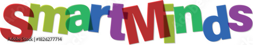 Creative Smart Minds Typography Design with Colorful Letters on White Background