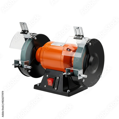 Bench grinder isolated on transparent background, a versatile power tool for grinding, sharpening, and polishing materials