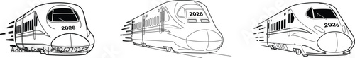 Japanese Bullet Train Icon Set In Year 2026
