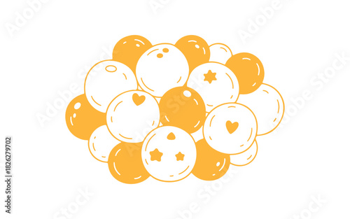 Cute doodle vector art of Asian food tang yuan, ideal for prints, designs, greeting cards, stickers, and icons.

