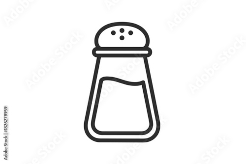 Simple black and white outline of a classic salt shaker used for seasoning food or dining