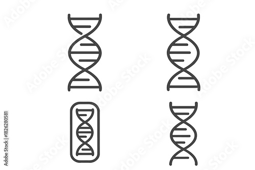 Set of DNA double helix structure icons for genetics and medical research