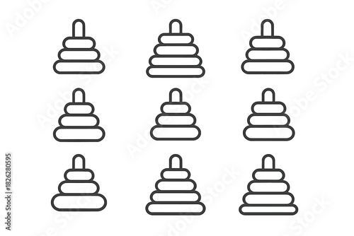 Seamless outline pattern featuring classic baby stacking ring toys for kids design