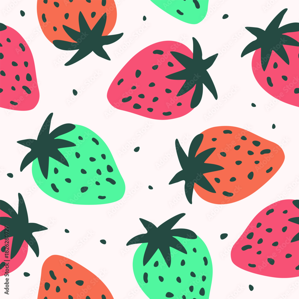 Fototapeta premium Cute strawberry fruits pattern background vector design