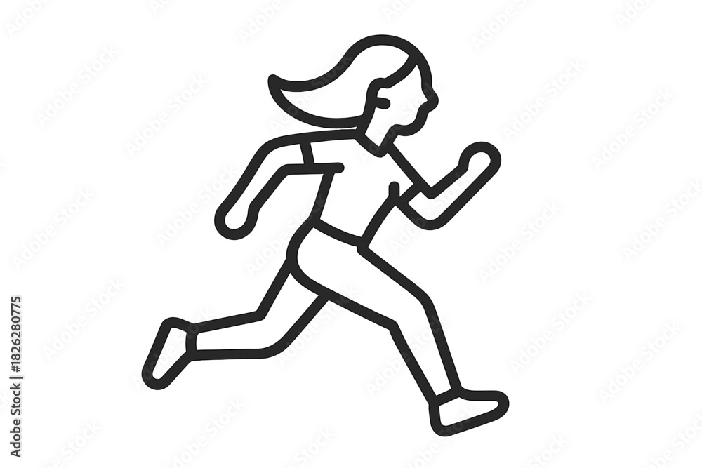 Obraz premium Simple outline graphic of a running woman symbolizing fitness and active lifestyle