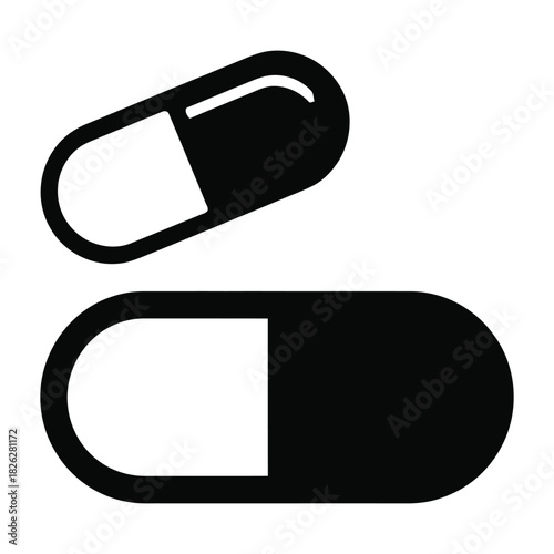 Pill capsule icon set simple flat vector design element for medical and healthcare Isolated on transparent background, png