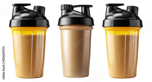 Wallpaper Mural Shaker cup filled with chocolate protein shake, isolated on white transparent background, concept of fitness nutrition Torontodigital.ca