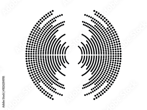 Audio wave tune print, voice message, podcast audio recording.  audio visualization and media interfaces. Digital frequency lines on for music players, recording apps or broadcast design.