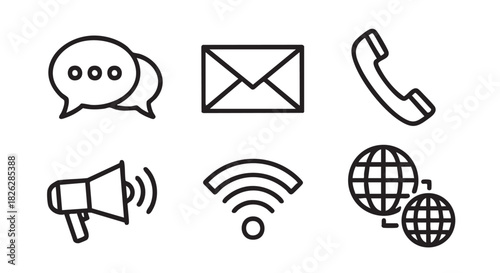 Communication and promotion icons for business social media and marketing concepts