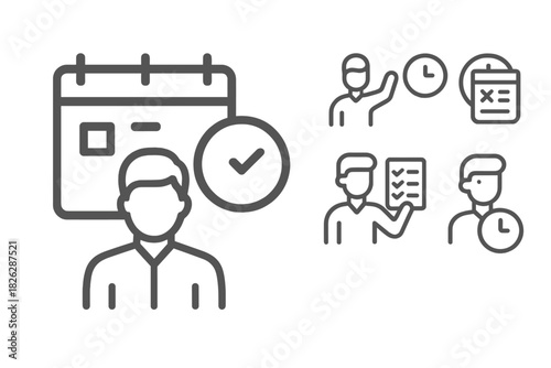 Time management and appointment scheduling icons for business organization and planning