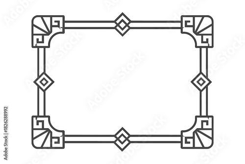 Elegant Art Deco style geometric rectangular frame border design element