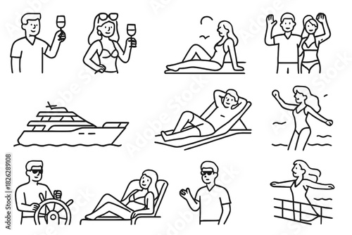 People enjoying luxury yacht cruise vacation activities and leisure moments on the sea