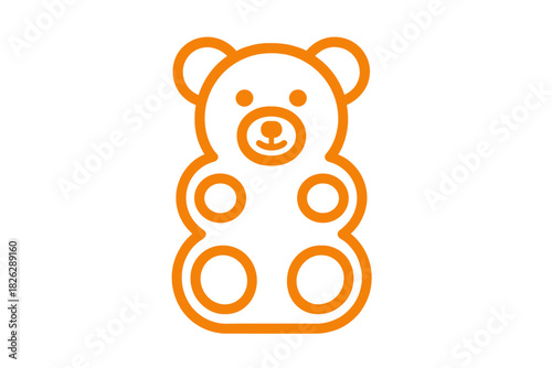 Minimalist orange outline icon of a sweet gummy bear candy for dessert concepts