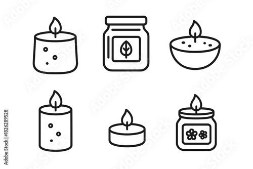 Burning candles, tea lights, and scented jars for spa and relaxation treatments