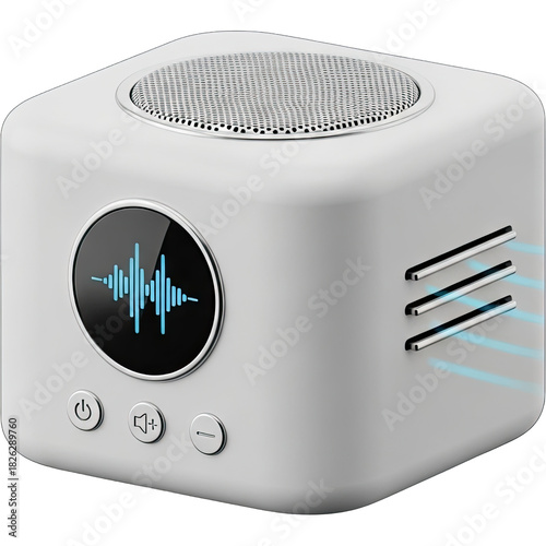 White sound machine for sleep and relaxation with digital display.