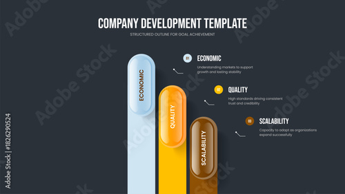 Investor Forecast 3 Option Diagram Frame Design. Visual Introduction Presentation Layout Vector Illustration. Corporate Overview Three Step Infographic Slide Template.