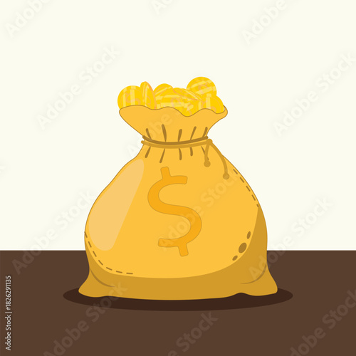 Bag of gold coins, gold, money, dollar sign, dollars, bag, package, finance, payments, wealth, coin
