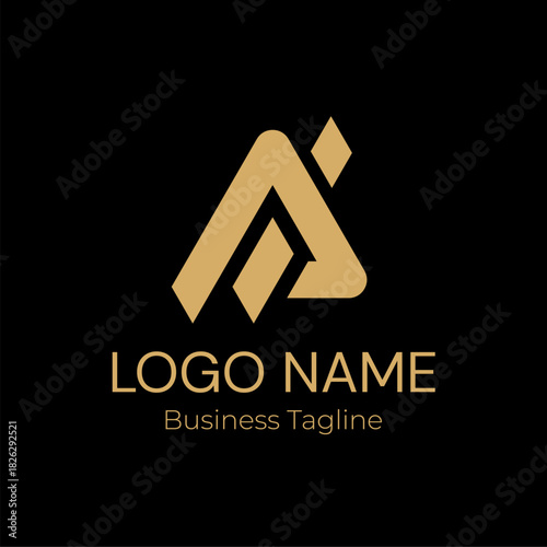 Logo Letter A Geometry Modern Gold Business Company Design Template