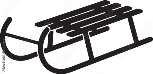 Classic wooden sled silhouette for winter fun and outdoor activities