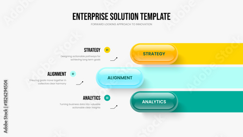 Marketing Briefing 3 Element Infographic Presentation Design. Investor Forecast Three Option Diagram Frame Template. Digital Insight Slideshow Layout Vector Illustration.