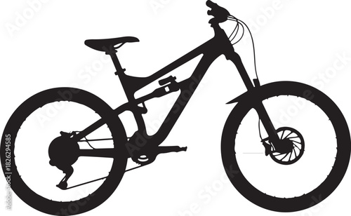 Silhouette of a full suspension mountain bike isolated on white